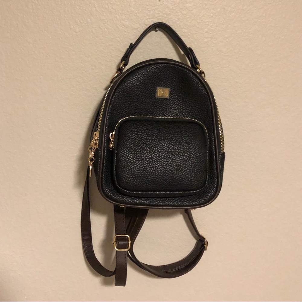 Mini faux convertible leather backpack